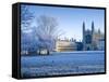 UK, England, Cambridgeshire, Cambridge, the Backs, King's College Chapel in Winter-Alan Copson-Framed Stretched Canvas