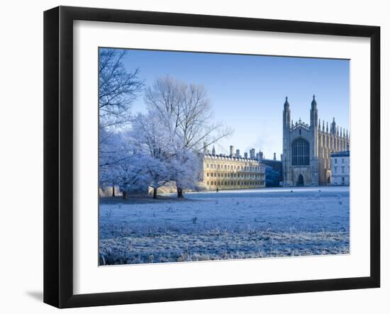 UK, England, Cambridgeshire, Cambridge, the Backs, King's College Chapel in Winter-Alan Copson-Framed Photographic Print