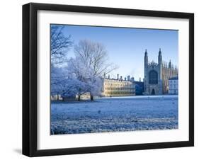 UK, England, Cambridgeshire, Cambridge, the Backs, King's College Chapel in Winter-Alan Copson-Framed Photographic Print