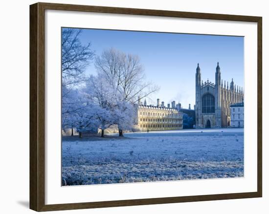 UK, England, Cambridgeshire, Cambridge, the Backs, King's College Chapel in Winter-Alan Copson-Framed Photographic Print