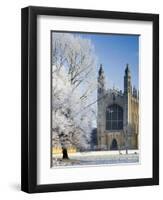 UK, England, Cambridgeshire, Cambridge, the Backs, King's College Chapel in Winter-Alan Copson-Framed Premium Photographic Print