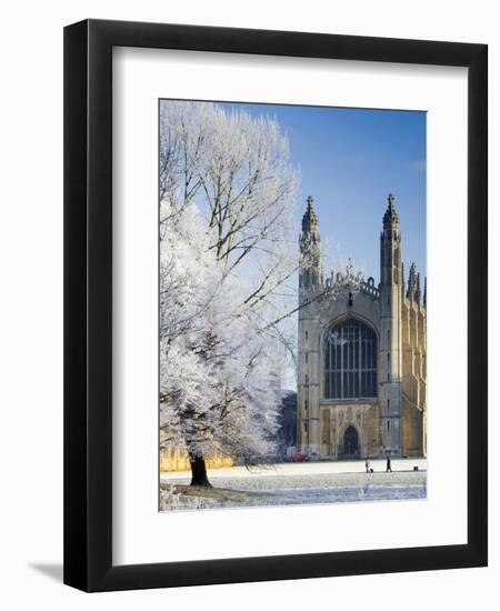 UK, England, Cambridgeshire, Cambridge, the Backs, King's College Chapel in Winter-Alan Copson-Framed Premium Photographic Print