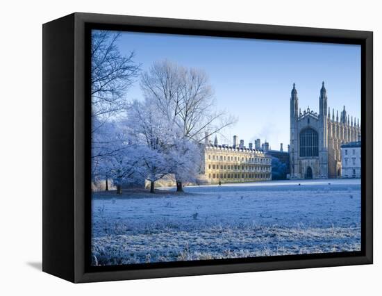 UK, England, Cambridgeshire, Cambridge, the Backs, King's College Chapel in Winter-Alan Copson-Framed Stretched Canvas