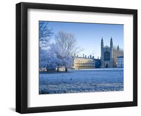 UK, England, Cambridgeshire, Cambridge, the Backs, King's College Chapel in Winter-Alan Copson-Framed Photographic Print