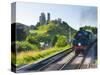 UK, England, Dorset, Corfe Castle and Station on the Swanage Railway-Alan Copson-Stretched Canvas
