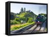 UK, England, Dorset, Corfe Castle and Station on the Swanage Railway-Alan Copson-Framed Stretched Canvas