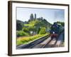 UK, England, Dorset, Corfe Castle and Station on the Swanage Railway-Alan Copson-Framed Photographic Print