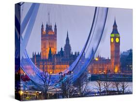 UK, England, London, London Eye, Houses of Parliament and Big Ben-Alan Copson-Stretched Canvas