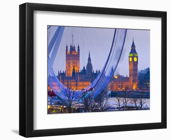 UK, England, London, London Eye, Houses of Parliament and Big Ben-Alan Copson-Framed Photographic Print