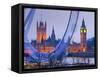 UK, England, London, London Eye, Houses of Parliament and Big Ben-Alan Copson-Framed Stretched Canvas