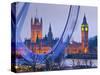 UK, England, London, London Eye, Houses of Parliament and Big Ben-Alan Copson-Stretched Canvas