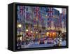 UK, England, London, Regent Street, Taxis and Union Jack Flags-Alan Copson-Framed Stretched Canvas