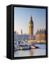 UK, England, London, River Thames and Big Ben-Alan Copson-Framed Stretched Canvas