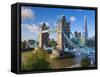 UK, England, London, River Thames, Tower Bridge and the Shard, by Architect Renzo Piano-Alan Copson-Framed Stretched Canvas