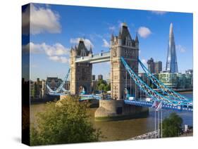 UK, England, London, River Thames, Tower Bridge and the Shard, by Architect Renzo Piano-Alan Copson-Stretched Canvas