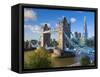 UK, England, London, River Thames, Tower Bridge and the Shard, by Architect Renzo Piano-Alan Copson-Framed Stretched Canvas