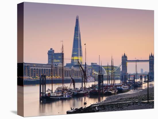 UK, England, London, Tower Bridge and the Shard (By Renzo Piano)-Alan Copson-Stretched Canvas