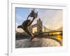 UK, England, London, Tower Bridge over River Thames, Girl with a Dolphin fountain by David Wynne-Alan Copson-Framed Photographic Print