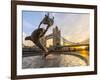 UK, England, London, Tower Bridge over River Thames, Girl with a Dolphin fountain by David Wynne-Alan Copson-Framed Photographic Print