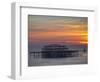 UK, England, Sussex, Brighton, Boat Sailing Past Remains of Brighton West Pier at Sunset-Jane Sweeney-Framed Photographic Print