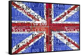 UK Flag License Plate-Design Turnpike-Framed Stretched Canvas