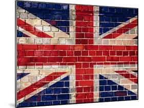 Uk Flag On A Brick Wall Background-Steve18-Mounted Art Print