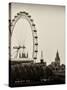 UK Landscape - Red Telephone Booth and River Thames - London - UK - England - United Kingdom-Philippe Hugonnard-Stretched Canvas