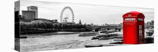 UK Landscape - Red Telephone Booth and River Thames - London - UK - England - United Kingdom-Philippe Hugonnard-Stretched Canvas