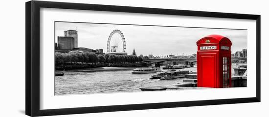 UK Landscape - Red Telephone Booth and River Thames - London - UK - England - United Kingdom-Philippe Hugonnard-Framed Premium Photographic Print