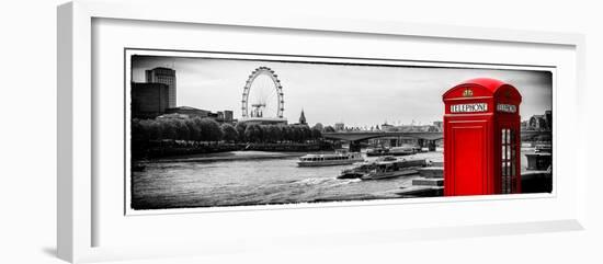 UK Landscape - Red Telephone Booth and River Thames - London - UK - England - United Kingdom-Philippe Hugonnard-Framed Photographic Print