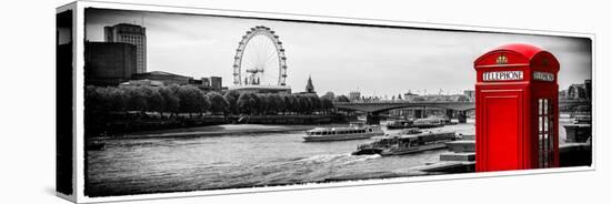 UK Landscape - Red Telephone Booth and River Thames - London - UK - England - United Kingdom-Philippe Hugonnard-Stretched Canvas