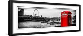 UK Landscape - Red Telephone Booth and River Thames - London - UK - England - United Kingdom-Philippe Hugonnard-Framed Premium Photographic Print