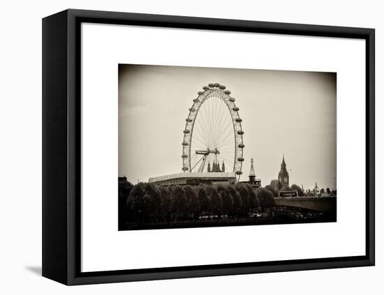 UK Landscape - Red Telephone Booth and River Thames - London - UK - England - United Kingdom-Philippe Hugonnard-Framed Stretched Canvas