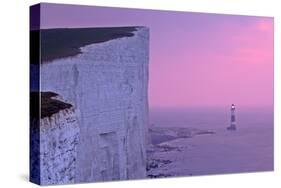 UK Lighthouse at Beachy Head with Steep Chalk-null-Stretched Canvas