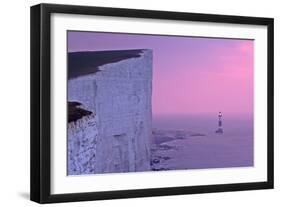 UK Lighthouse at Beachy Head with Steep Chalk-null-Framed Photographic Print