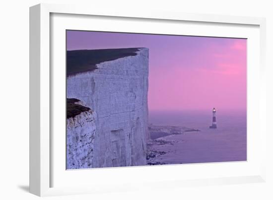 UK Lighthouse at Beachy Head with Steep Chalk-null-Framed Photographic Print