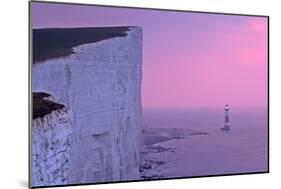 UK Lighthouse at Beachy Head with Steep Chalk-null-Mounted Photographic Print