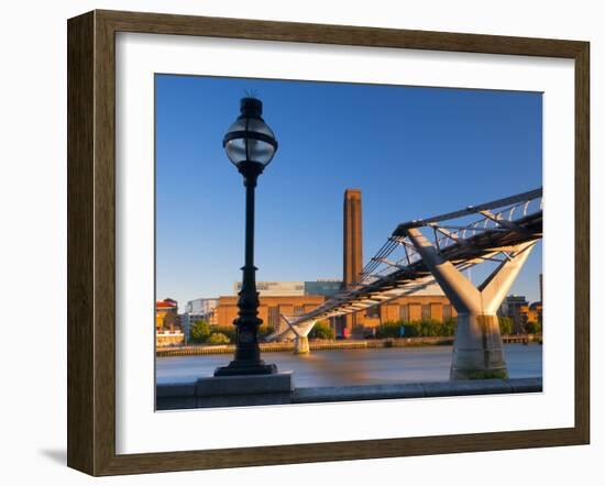 Uk, London, Bankside, Tate Modern and Millennium Bridge over River Thames-Alan Copson-Framed Photographic Print