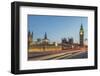 UK, London. Big Ben and Parliament Building with Traffic Trails on London Bridge-Rob Tilley-Framed Photographic Print