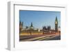 UK, London. Big Ben and Parliament Building with Traffic Trails on London Bridge-Rob Tilley-Framed Photographic Print