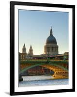 Uk, London, St; Paul's Cathedral and Canon Street Railway Bridge across River Thames from Southwark-Alan Copson-Framed Photographic Print