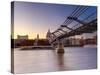 Uk, London, St; Paul's Cathedral and Millennium Bridge over River Thames-Alan Copson-Stretched Canvas