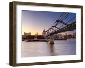 Uk, London, St; Paul's Cathedral and Millennium Bridge over River Thames-Alan Copson-Framed Photographic Print