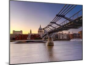 Uk, London, St; Paul's Cathedral and Millennium Bridge over River Thames-Alan Copson-Mounted Photographic Print