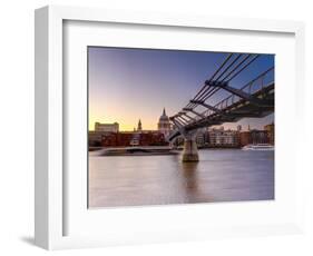 Uk, London, St; Paul's Cathedral and Millennium Bridge over River Thames-Alan Copson-Framed Photographic Print