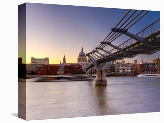 Uk, London, St; Paul's Cathedral and Millennium Bridge over River Thames-Alan Copson-Stretched Canvas