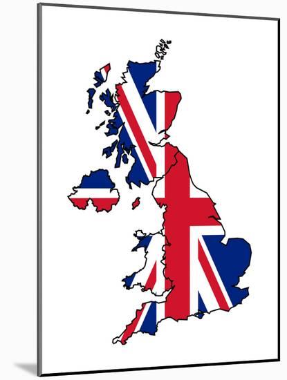 Uk Map With Flag-Speedfighter-Mounted Art Print