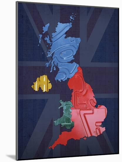 UK Map-Design Turnpike-Mounted Giclee Print