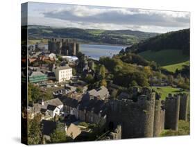 Uk, North Wales; Conwy; View of the Town and Castle with the Conwy River Behind-John Warburton-lee-Stretched Canvas