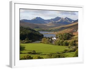 Uk, North Wales, Snowdonia; the Snowdon Horseshoe Rises Above Llyn Mymbr-John Warburton-lee-Framed Photographic Print